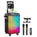 TONOR Karaoke Machine for Adults, Portable Bluetooth Speaker with 2 Wireless Microphones, PA System Woofer with Remote Control, Lyrics Display Holder, Disco Ball, Bass/Treble Adjustment for Party K20