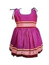 Amba Collection Boutique's Girl's Traditional Ethnic Wear Reshim Cotton Khan Knot Frock (Dhup Chav, 3-6 Months)