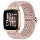 Mugust Elastic Band Compatible with Fitbit Versa 2 Bands / Fitbit Versa Bands /Versa Lite/Versa SE Women Men, Soft Adjustable Stretchy Loop Replacement Wristbands for Fitbit Versa 2 Smart Watch (Pink Sand)