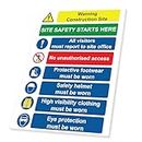 RDLCAR Multi Hazard Site Safety Warning Sign - Notice Board for Safety for Wall, Outdoor Use, Building Construction Sites Under Health and Safety Regulations, Corrugated PVC, 600mm x 800mm, Qty 1