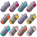 Comfoex 12 Pairs Girls Socks Ankle Athletic Socks 4-6 8-10 6-8 Years Old Socks Short Socks With Cushioned Sole