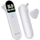 Digital Temperature Thermometer for Ear and Forehead: AILE Infrared Thermometers Gun for Baby and Adult - Approved UK Accurate Fast Readings Fever Alarm Mute Mode Non touch Contact Measurement