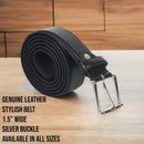 Leatherboss Genuine Leather Men Big and Tall Size 46" - 64" Jeans Belt, Black 