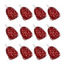 12PCS Red Cheerleading Pom Poms Metallic Foil Cheer Pom Poms with Baton Handle for Game Sports Squads Dancing Party Football Basketball Club Spirit Sports