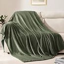 BEAUTEX Fleece Throw Size Blanket for Couch Sofa or Bed, Soft Fuzzy Plush Luxury Flannel Lap Blanket, Super Cozy and Comfy for All Seasons (Olive Green, 50" x 60")