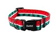 Glucklich Polyester Printed Adjustable Dog Collar with Quick Release Buckle & Metal D-Ring - Durable Pet Collar Dogs-Girl Boy Puppy Walking Running Training Collar Pack of 1 (L, Watermelon Sugar)