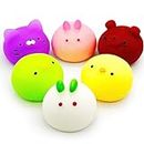 6 Pcs Mochi Squishy Toys for Kids Party Favors, Mini Round Animals Toys Kawaii Squishies for Classroom Prizes, Easter Basket and Goodie Bag Stuffers, Stress Balls Fidget Toys Bulk for Kids