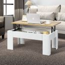 Lift Up Top Table Mechanical Coffee Table w/ Storage Compartment Modern White