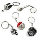 5pcs Car Keychain, Anti-Lost Auto Part Keychain Metal Keychain Car Model Key Chain Holder Key Chain Accessories for Men Women Car Toy Enthusiast Father's Day Birthday Gift