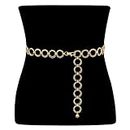 Metal O-ring Chain Waist Belts for Women Girls by JASGOOD,Adjustable Multi Layer Body Link Chain Belt Fashion Bling Waist Belt for Dress,Pants,Coat