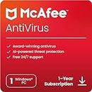 McAfee AntiVirus Protection 2024 | 1 PC (Windows)| Cybersecurity software includes Antivirus Protection, Internet Security Software | 1 Year Subscription | Download