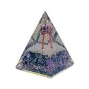 Glazzle Sipps Amethyst Healing Pyramid, Spiritual Energy Healing Stones, Natural Crystal Stone, Base Copper Wire Money Tree Good Luck, Holistic Wellness Tool for Home, Office (Amethyst Tree Pyramid)