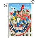 4th of July Independence Day Patriotic Flowers Garden Flag 12x18,Home Outdoor Yard Garden Flag Decoration -C
