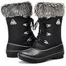 ALEADER Waterproof Snow Boots for Women, Warm Faux Fur Winter Boots Shoes Black 8 B(M) US