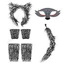 mefound 7Pcs Wolf Costume Set - Cute Animal Ear headband Masks Tail Glove and leg Warmers Cosplay Costume Adults Kids Fancy Dress Party