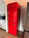 Smeg 50's Retro Style 24" Bottom Freezer Refrigerator / Red / Left Hinge