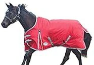 WeatherBeeta ComFiTec Classic Standard Neck Lite Horse Blanket, Red/Silver/Navy, 78"