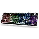 Spirit of Gamer - PRO K7 RGB - Gaming Keyboard Azerty - Keys Semi-Mechanical Slim and Quiet and 26 Anti-Ghosting - Keyboard Gaming Wired Luminous + Metal Chassis - Compatible PC/PS4/XBOX