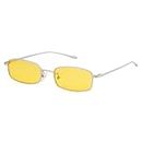 ADEWU Square Sunglasses Fashion Retro Glasses for Women Men (Yellow Lens + Silver Frame NEW)