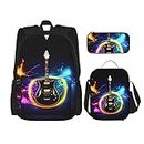 YANDM Magic Electric Guitar Music Backpack 3 Pcs Set Travel Hiking Lightweight Laptop Pencil Case Insulated Lunch Bag for Women, Magic Electric Guitar Music, One Size