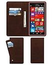 ACM Wallet Leather Flip Carry Case Compatible with Nokia Lumia 1520 Mobile Flap Card Holder Front & Back Cover Rich Brown