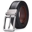 AivaToba Mens Leather Belt Reversible, Belts for Men with Rotated Buckle, Great for Suits，Jeans, Casual & Business Work, Black & Brown.