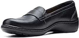 Clarks Women's Cora Daisy Loafer, Black Tumbled Leather, 7 Narrow