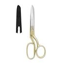 LIVINGO Professional Fabric Sewing Scissors: Multipurpose Heavy Duty Forged Stainless Steel Sharp Bent Blade Dressmaker Classic Cutting Leather Cloth Tailor Shears for Home - 8 inch Gold