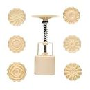Dadam Cookie Press Mid-Autumn Festival Hand-Pressure Moon Cake Mould with 6 Pcs Mode Pattern for 1 Sets - 50g Cookie Stamp Mooncake Mold Set - Cookie Stamps DIY Decoration Press Cake Cutter
