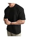 The Modern Soul Solid Self Design Oversized Tshirt for Men | Oversize T-Shirts for Men | Men Drop Shoulder Tshirts | Bagy Fit Men Tshirt Black