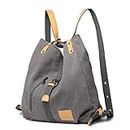 Women Backpack Canvas Shoulder Bag Anti-Theft Travel Rucksack Convertible 3 in 1 Crossbody Bag Vintage Fashion Backpack Women Ladies Handbag College Daypack (Grey)