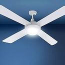 Devanti 52'' Ceiling Fans, Fan Lights and Remote for Bedroom Living Room Indoor, AC Motor Control LED Light 3 Speed 130cm Reversible White Quiet Breezes 3 Color Lighting
