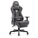 S*MAX Gaming Chair with Footrest Fabric Thicken Seat Ergonomic Gaming Chairs with 3D Armrest Breathable Fabric Headrest Lumbar Support Racing Style High Back Gaming Chairs for Adults Grey