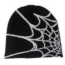Spider Web Beanie Gothic Spider Pattern Wool Acrylic Knitted Hat Spider Beanie Y2K Beanie Casual Skullies (Black)
