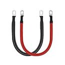 A ABIGAIL 2 AWG Battery Cable 2AWG Gauge Pure Copper Battery Inverter Cables with 3/8 in Lugs Both Ends Power Inverter Wire Set for Automotive Solar Marine Boat RV Car Motorcycle Red and Black (1FT)