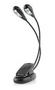 Number-One Music Stand Lights, Rechargeable Gooseneck Flexible Book Light with Soft Padded Clamp, Eye-Care Dual Head Clip On Light LED Reading Light for Reader Students Adult Kids (4LED)