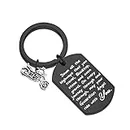 Biker Keychain Motorcycle Gift Ride Safe Keychain May Your Guardian Angel Ride with You New Driver Gift for Biker （Black)
