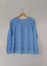 QVC  Denim&Co Animal Print French Terry Long Sleeve Jumper Top  Blue  Large  NEW