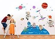 Rawpockets Decals ' Kid's on Space - Kid's Room ' Large Size Wall Sticker (Wall Coverage Area - Height 75 cms X Width 115 cms)(Pack of 1)