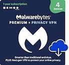 Malwarebytes Premium + Privacy VPN bundle | 1 Year, 4 Devices | PC, Mac, Android [Online Code]