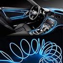 Sulfar 5m Auto Car Neon LED Panel Gap String Strip Light, Glowing Wire/El Wire Lamp, Cold Strobing for Automotive Interior Car Decor Decorative Atmosphere LED Light with Adapter (Ice Blue)