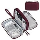 FYY Cable Bag, Electronic Bag Organiser, Cable Organiser, Bag, Universal Bag for Accessories, Mobile Phone Charging Cable, Power Bank, USB Sticks, SD Cards, G-wine red, 19x11x5.6 cm