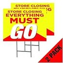 Accent Printing & Signs Store Closing Everything Must Go | 2-Pack Double Sided Sign with Metal Ground Stakes | Full Color | 24''w x 18''h