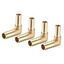 12mm to 10mm Barb Hose Fitting 90 Degree Elbow Pipe Coupler Adapter 4pcs - Gold Tone