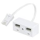 Uvital Telephone Splitters, 2 Way BT Phone Socket Adapter, RJ11 BT Plug Male to 2 Female, Double Phone Socket Adaptor for UK Landline Telephone, FAX, Modem, Cable Adapter and Converter, White