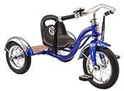 Schwinn Roadster Bike for Toddler, Kids Classic Tricycle, Low Positioned Steel Trike Frame with Bell and Handlebar Tassels, Rear Deck Made of Genuine Wood, for Boys and Girls Ages 2-4 Year Old, Blue