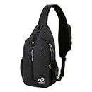 WATERFLY Sling Bag Sling Backpack Crossbody Bag Hiking Daypack for Men Women (Black Color)