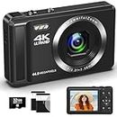 Digital Camera, Toiauaha 4K Autofocus Vlogging Camera 44MP UHD Compact Camera with 32G SD Card & 2 Batteries, 2.4”Rechargeable Mini Camera for Photography, Video, Kids, Beginners,Teenagers, Adult