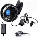 Yerloa 6" 12V Car Fan Auto Cooling Fan Vehicle Clip Fan, Low Noise 360 Degree Rotating Step-less Speed Car Fans with Adjustable Clip & Cigarette Lighter Plug for Vehicle Truck RV SUV Boat-2023 NEW