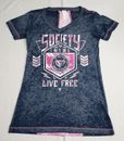 SOCIETY CLOTHING INTNL Womens T Shirt Size XS X Small Gray Pink Live Free